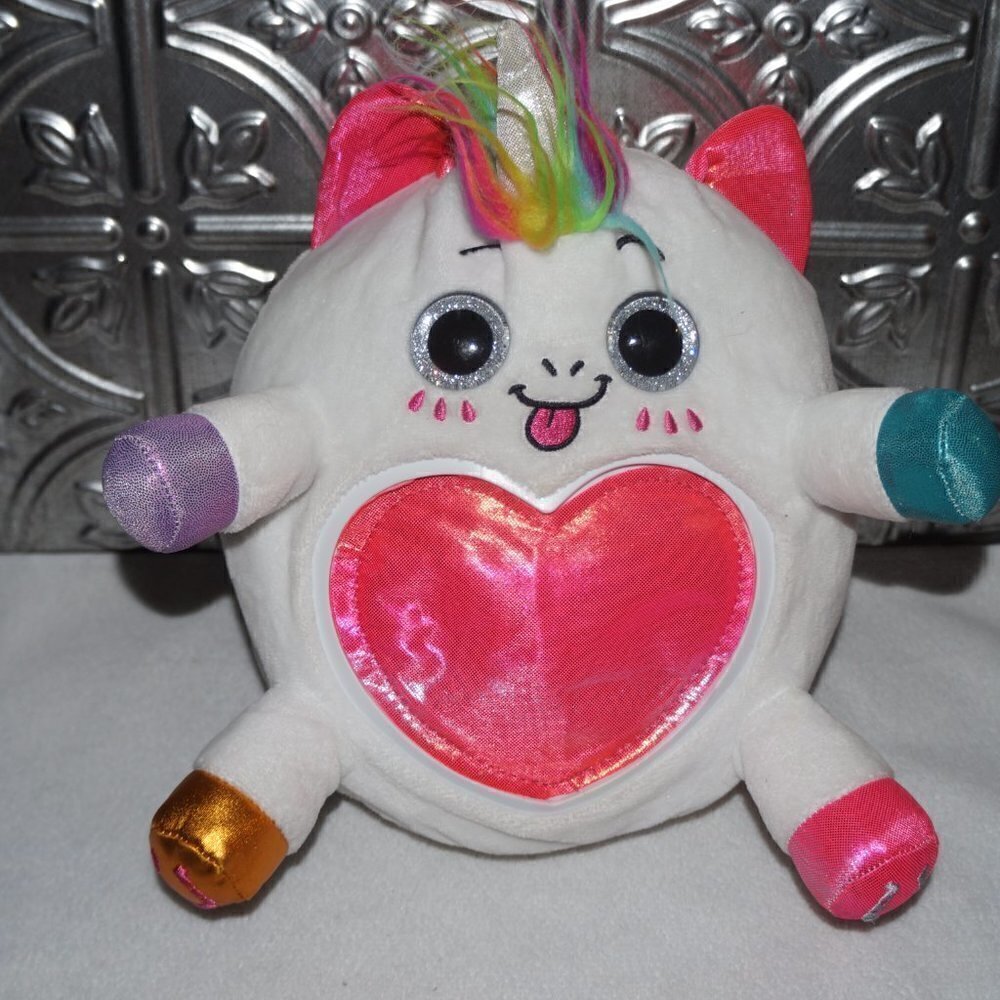 Zuru Rainbowcorns White Unicorn Plush Stuffed 9" Pink Heart Belly